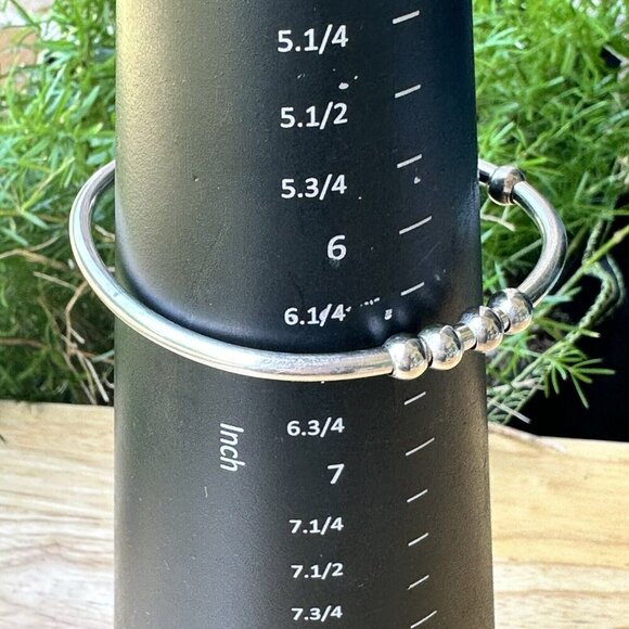 VTG Key Chain Cuff Bracelet Size 6.5 Round Ball Beads‎ Mexico 925 Sterling 17.9g - Picture 5 of 5